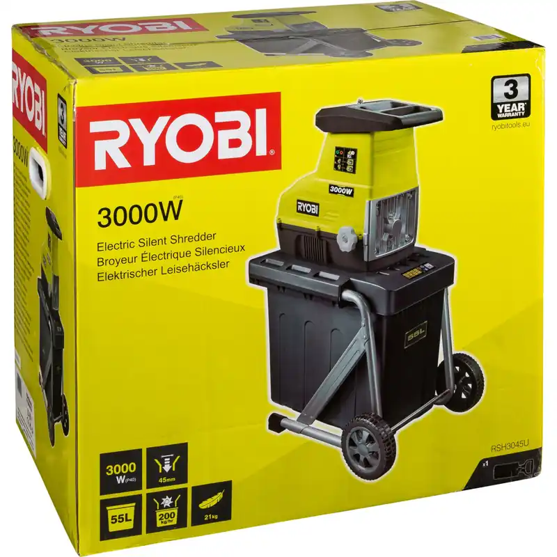 Zertifiziert Ryobi RSH3045U 3000 W Elektro-Leisehäcksler