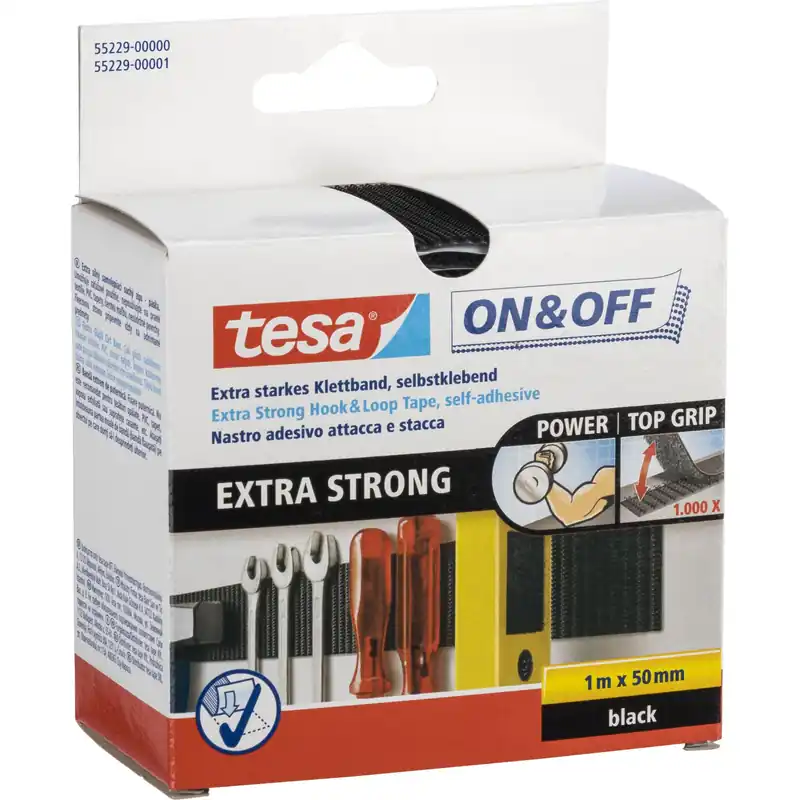 Super-Preis Tesa Klettklebeband 1m x 50mm on&off schwarz 55229