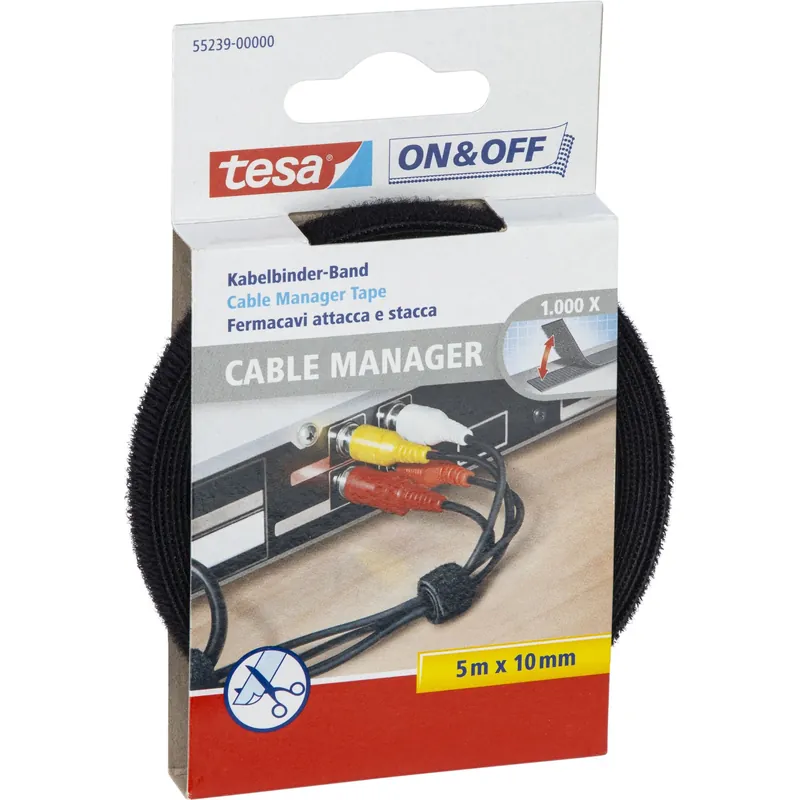 Tesa On&Off Kabelbinder 5mx10mm Universal schwarz 55239 Sonderaktion
