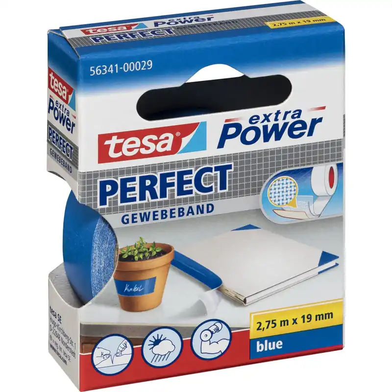 Preisreduziert Tesa Gewebekleb. 2,75m x 19mm extra Power blau Perfekt 56341