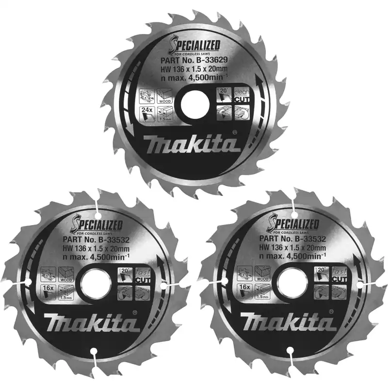 Neu Im Sortiment Makita B-33897 Sägeblatt-Set 136x20x16Z+24Z