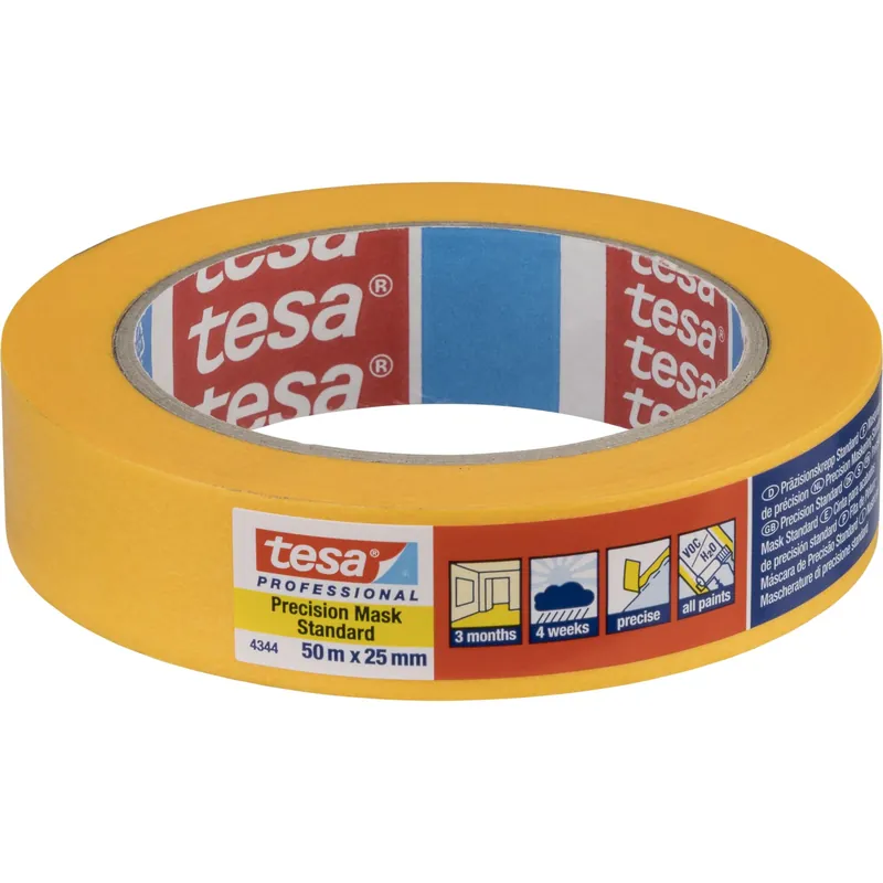 Tesa Kreppband 50m x 25mm Stand.Prec.gelb 04344 Zertifiziert