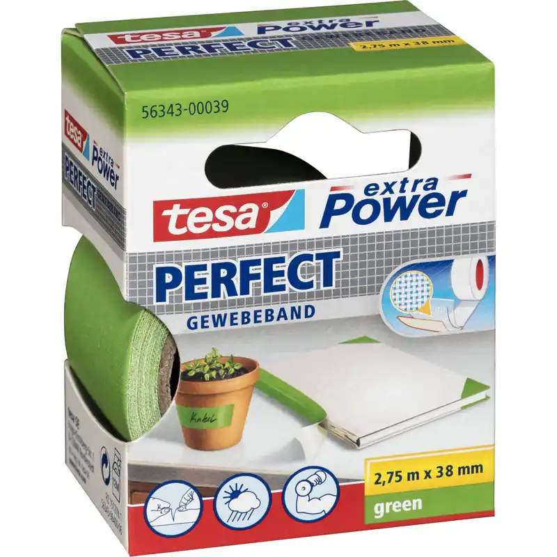 Preisreduziert Tesa Gewebekleb. 2,75m x 38mm extra Power grün Perfekt 56343