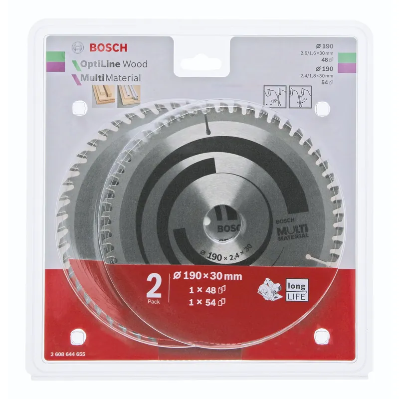 Bosch 1x Optiline Wood + 1x Multi Material Sägeblatt-Set Highlight
