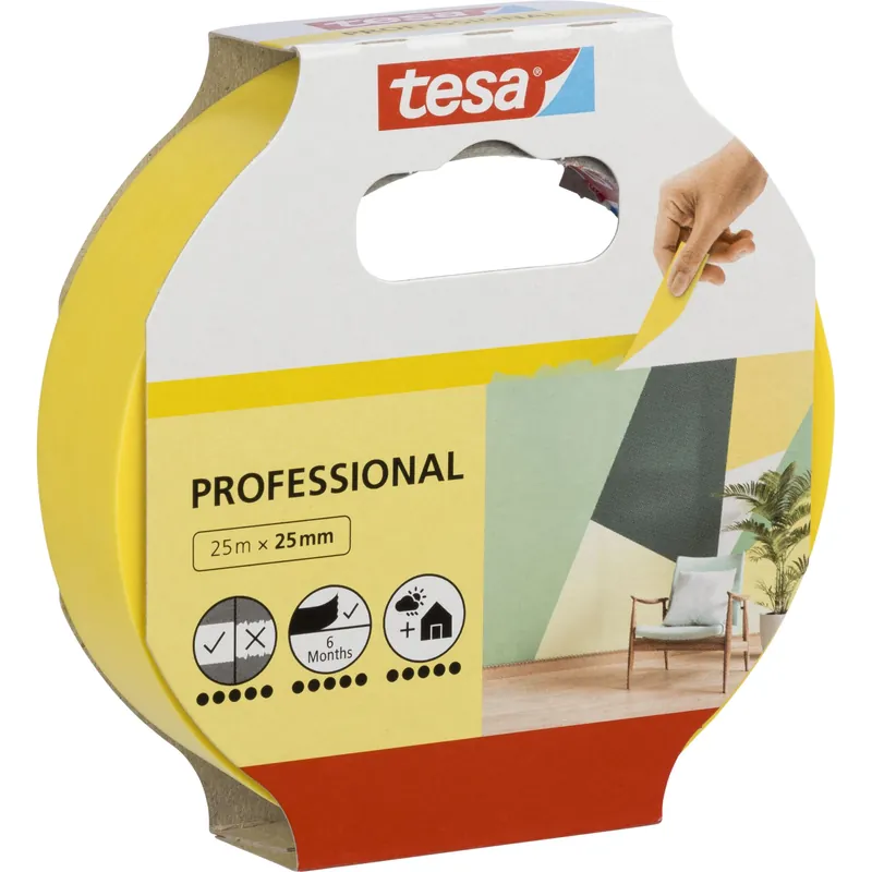 Highlight Tesa Kreppband 25m x 25mm Preci.indoor gelb 56270