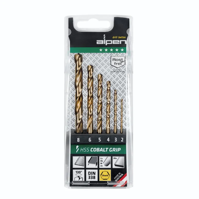 Neu Im Sortiment Alpen Kassette HSS Cobalt GRIP 3 -kant TM 6, 2-3-4-5-6-8