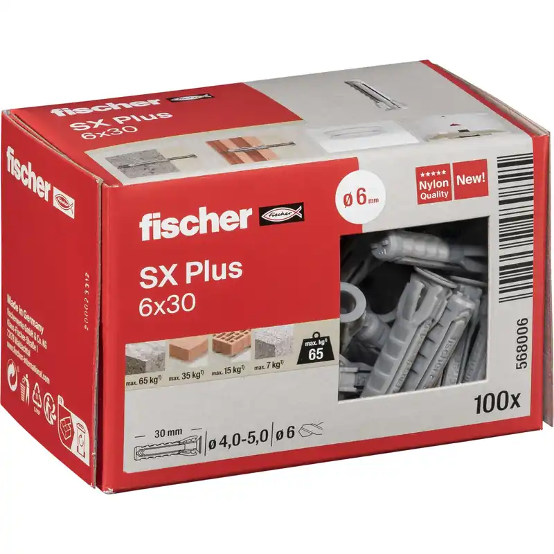 Fischer Dübel SX Plus 6x30 100 St. Versand Am Gleichen Tag