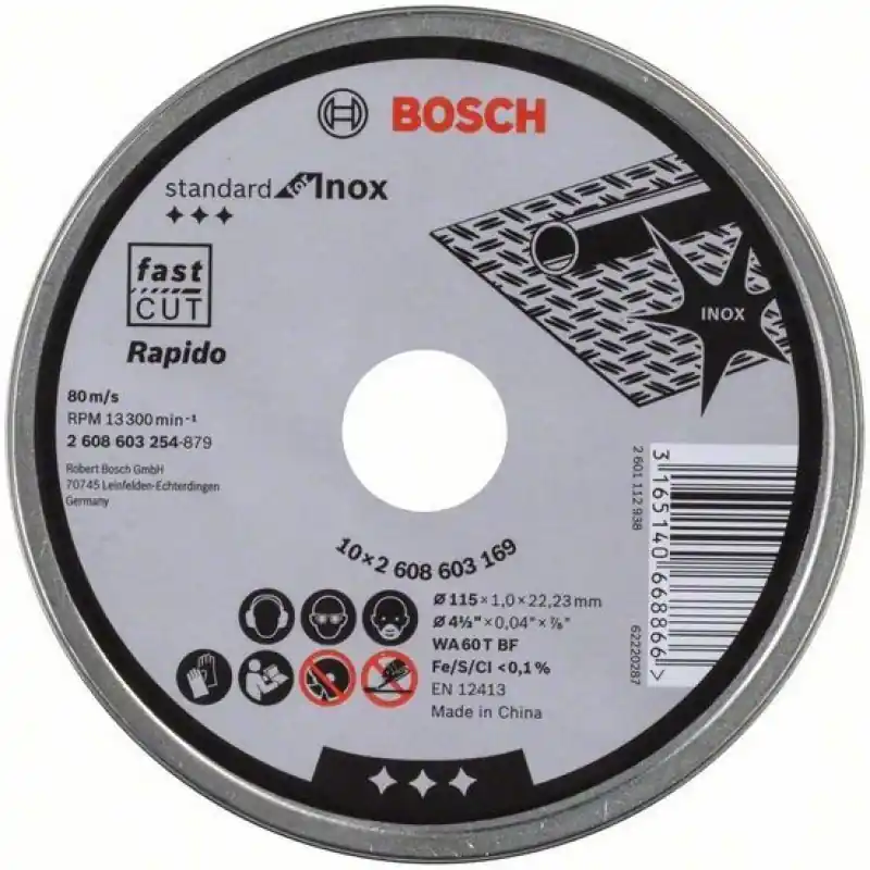 BOSCH Standard for Inox Rapido Trennscheibe gerade, 115x1mm 2608603254 Neue Ware