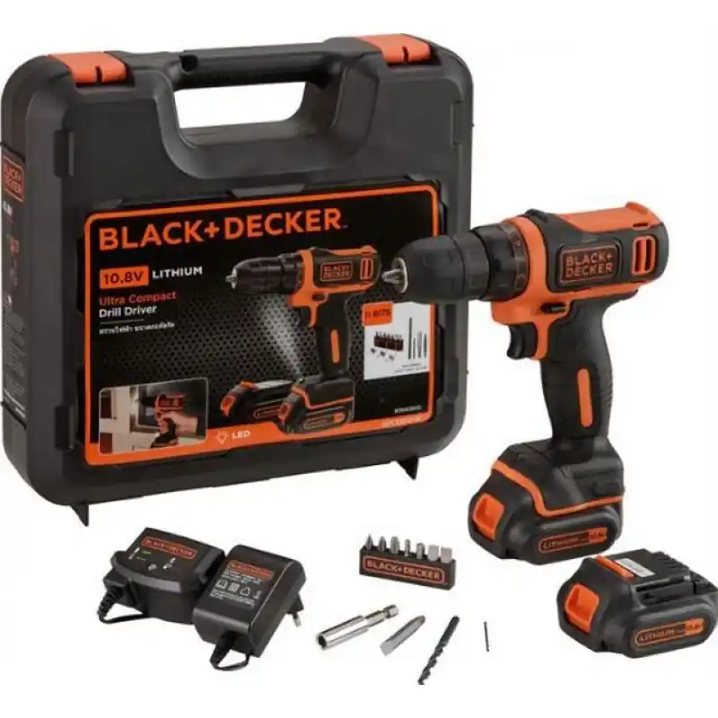 Black & Decker BDCDD12KB-QW Akku-Bohrschrauber (26Nm/10,8V/2x1,5Ah), Koffer Ausverkauf
