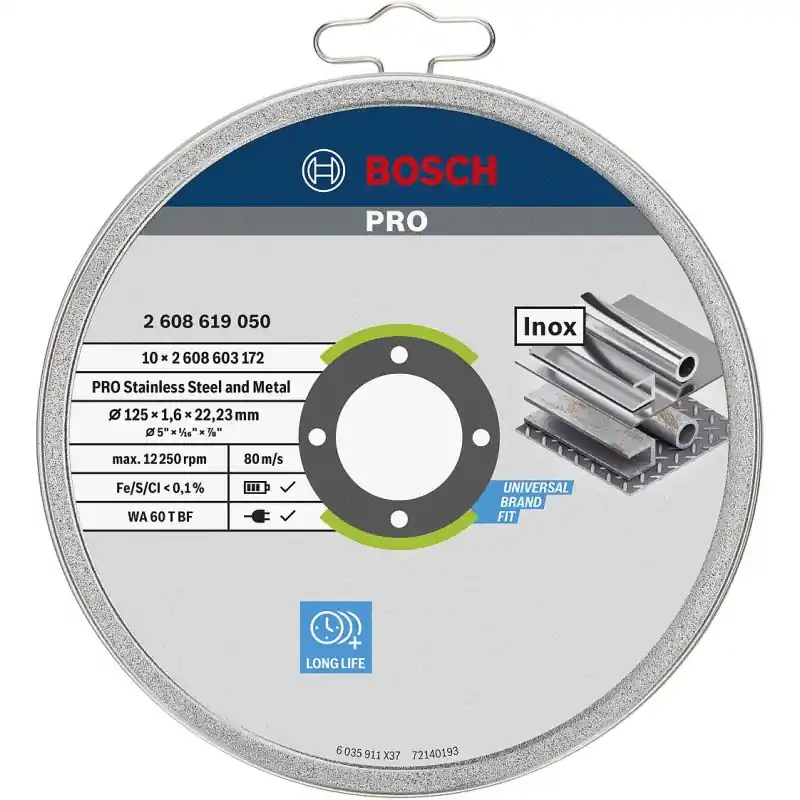 Sonderangebot BOSCH PRO Stainless Steel and Metal Trennscheibe, 125 x 1.6 x 22.23 mm, gerade 2608619050