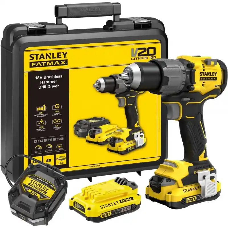 Stanley SFMCD726D2K-QW FatMax V20 Bürstenloser Schlagbohrschrauber (80Nm/18V/2x2,0Ah) Neu Im Sortiment