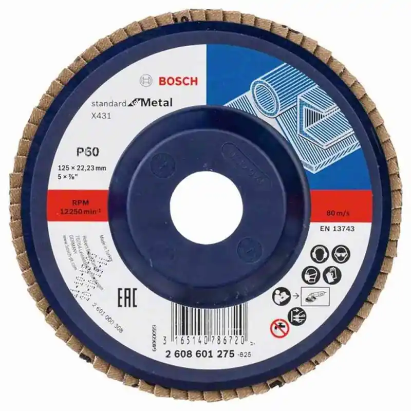BOSCH Fächerschleifscheibe X431, Standard for Metal, 125 mm, 22,23 mm, 60 2608601275 Schnäppchen