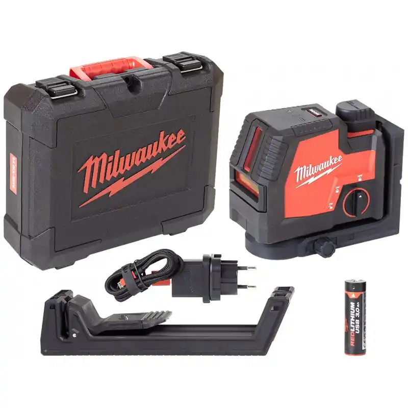 Finale Aktion Milwaukee L4 CLL-301C Kreuzlinienlaser Grün USB, 1xL4 B3 4933478098