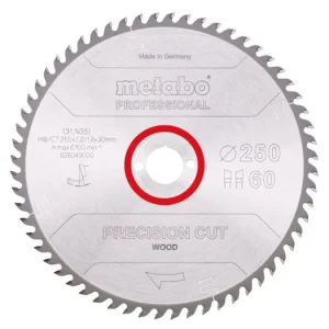 Rabatt METABO Sägeblatt „Präzisionsschnitt Holz – Profi“, 250 x 30 mm, 60 Zähne, 15° 628049000