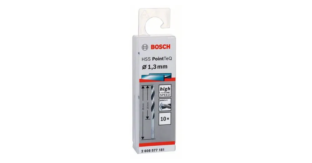 Neu Im Sortiment BOSCH Spiralbohrer HSS PointTeQ 1,3 mm (10 Stück) 2608577181