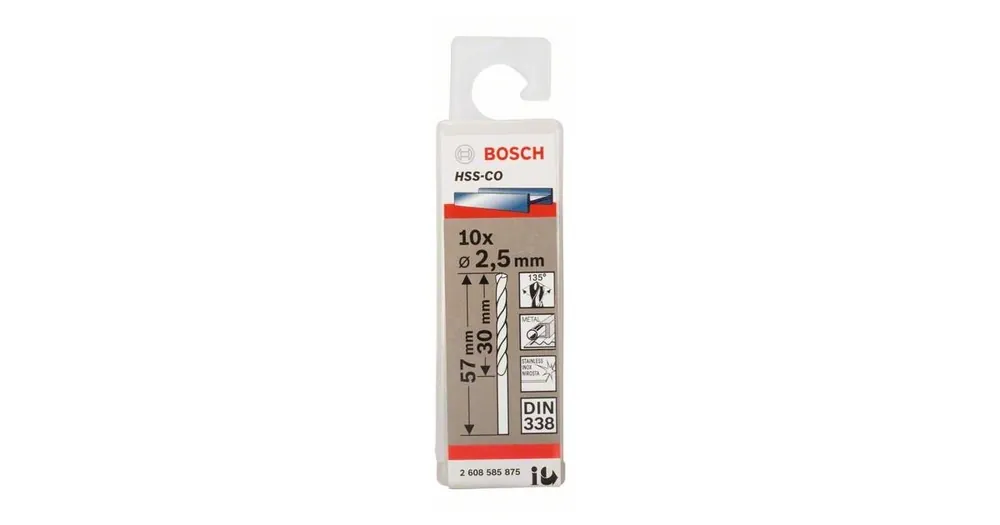 BOSCH Bohrer für Metall HSS-Co, DIN 338 2,5 x 30 x 57 mm (10 Stück) 2608585875 Wochenendangebot