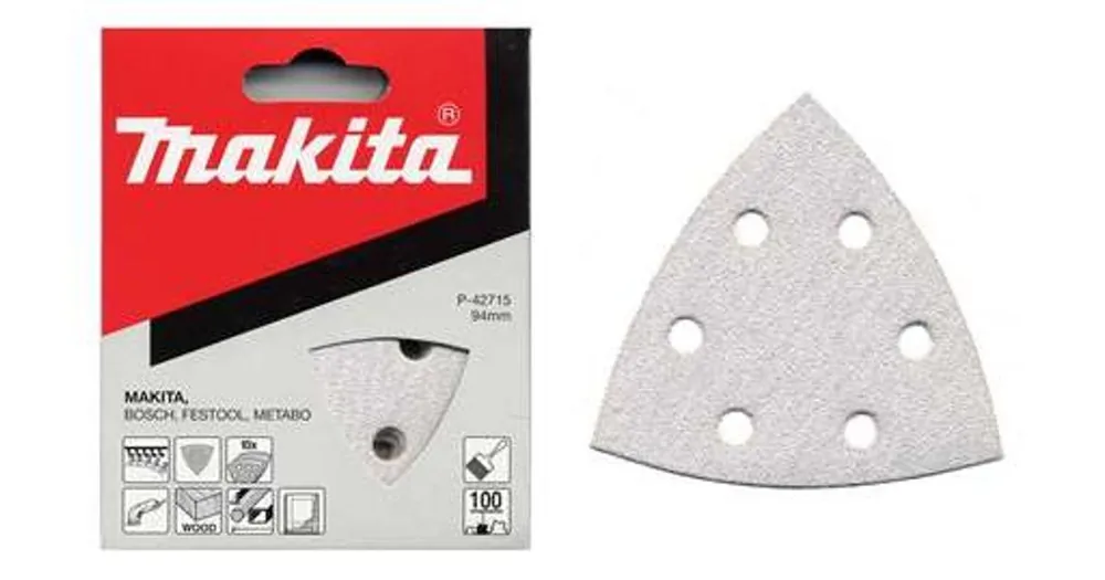 Top-Preis MAKITA Schleifpapier Klett 94x94x94 mm 6 Löcher K240, 10 Stück P-42759