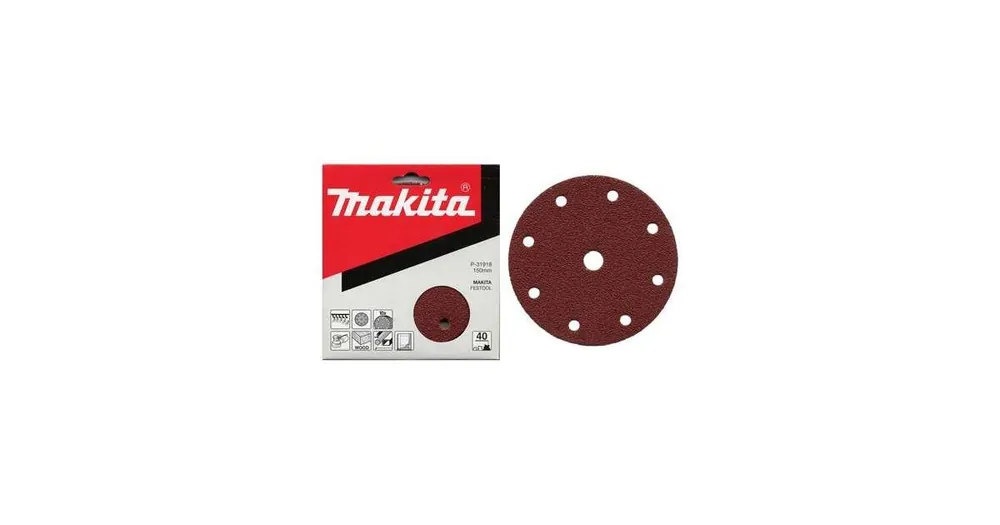 Sale MAKITA Schleifpapier Klett 150 mm 9 Löcher K100, 50 Stück P-32605