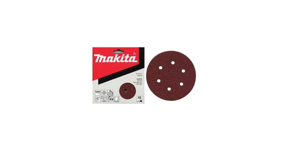 MAKITA Schleifpapier Klett 150 mm 6 Löcher K40, 10 Stück P-37471 Sonderaktion