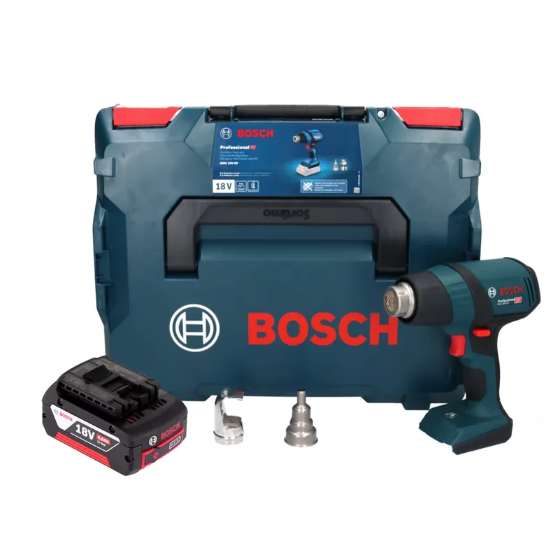 Bestpreis Bosch GHG 18V-50 Professional Akku Heissluftgebläse 18 V 300° C / 500° C + 1x Akku 4,0 Ah + L-Boxx - ohne Ladegerät