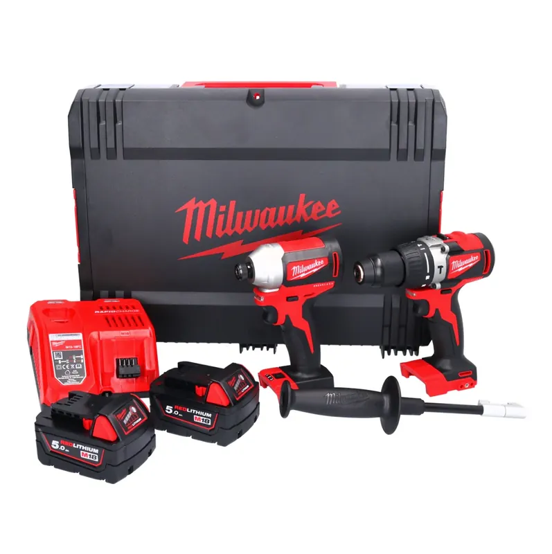 Knallerangebot Milwaukee M18 BLPP2A2-502X 18 V Set M18 BLPD2 Akku Schlagbohrschrauber + M18 BLID2 Akku Schlagschrauber ( 4933464522 ) + 2x Akku 5,0 Ah + Ladegerät + HD Box