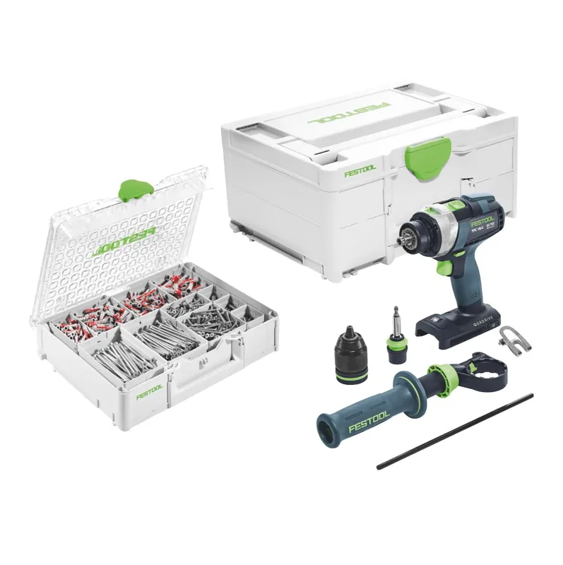 Preisreduziert Festool TPC 18/4 I-Basic Akku Schlagbohrschrauber 18 V 75 Nm ( 575604 ) Brushless + 650 tlg. Schrauben und Dübel Sortiment + Systainer - ohne Akku, ohne Ladegerät