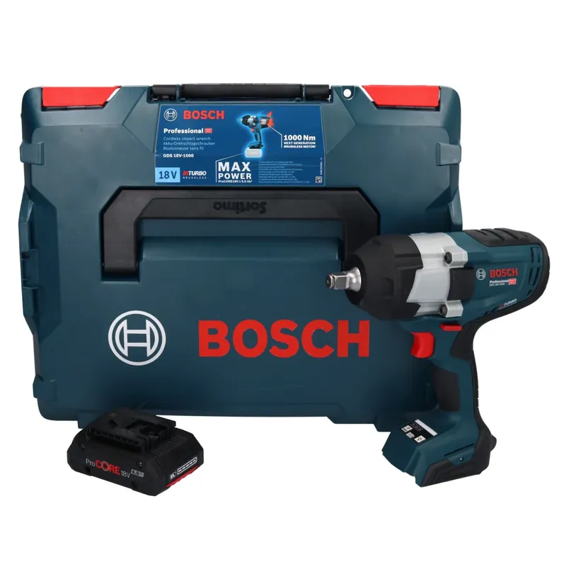 Must-Have Bosch GDS 18V-1000 Professional Akku Drehschlagschrauber 18 V 1000 Nm BITURBO Brushless + 1x ProCORE Akku 4,0 Ah + L-Boxx - ohne Ladegerät