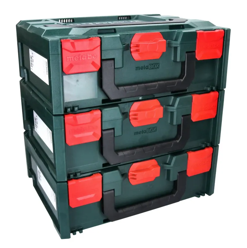 Metabo metaBOX 145 Set 3x System Werkzeug Koffer Stapelbar 396 x 296 x 145 mm - ohne Einlage Meistverkauft