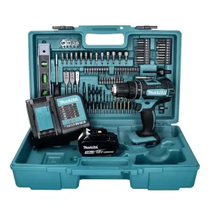 Günstig Makita DHP 482 SFX5 Akku Schlagbohrschrauber 18 V 62 Nm + 1x Akku 3,0 Ah + Ladegerät + 101 tlg. Zubehör Set + Koffer