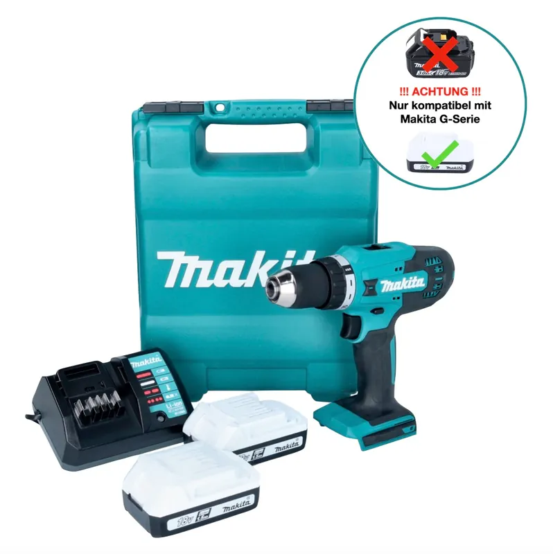 Top-Angebot Makita DF 488 DWE Akku Bohrschrauber 18 V 42 Nm G-Serie + 2x Akku 1,5 Ah + Ladegerät + Koffer
