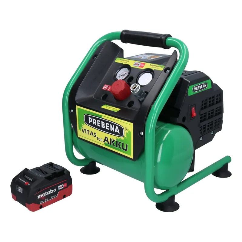 Schnäppchen Prebena VITAS 100-AKKU Kompressor 18 V 5 l 8 bar CAS Brushless + 1x Akku 5,5 Ah - ohne Ladegerät