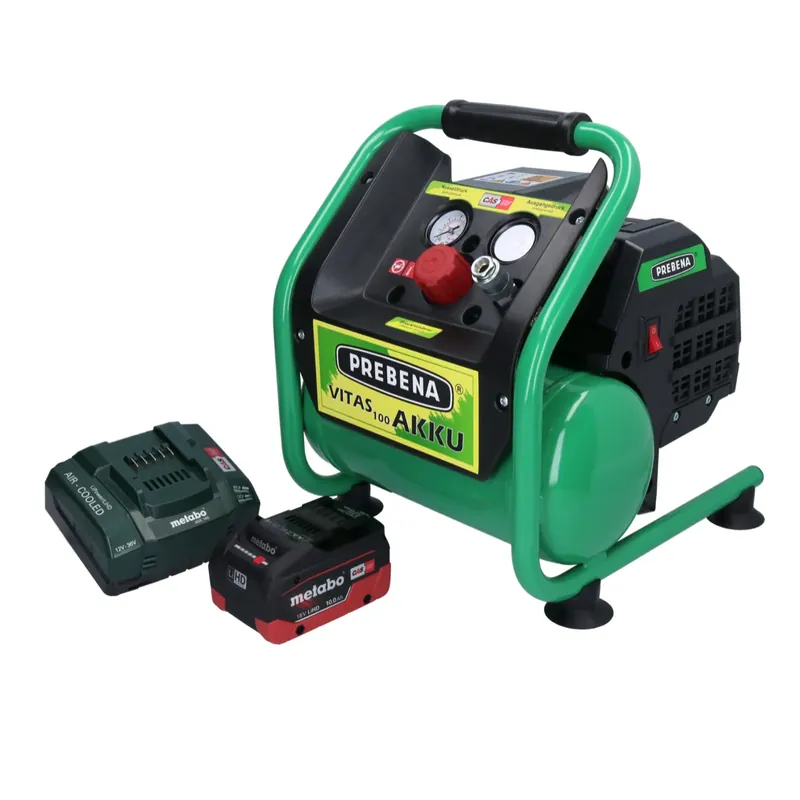 Expressversand Prebena VITAS 100-AKKU Kompressor 18 V 5 l 8 bar CAS Brushless + 1x Akku 10,0 Ah + Ladegerät