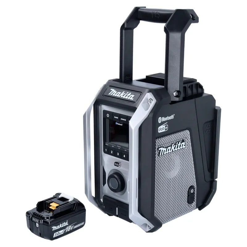 Sonderaktion Makita DMR 115 F1B Akku Baustellenradio 12 V - 18 V Bluetooth DAB+ IP65 Schwarz + 1x Akku 3,0 Ah - ohne Ladegerät
