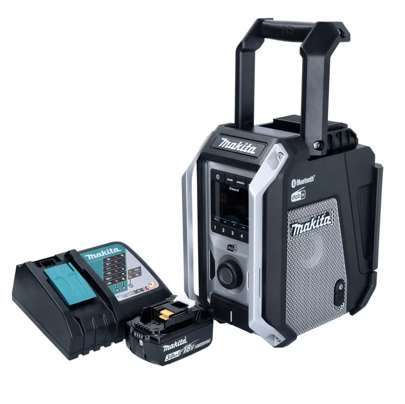 Makita DMR 115 RF1B Akku Baustellenradio 12 V - 18 V Bluetooth DAB+ IP65 Schwarz + 1x Akku 3,0 Ah + Ladegerät Markenware