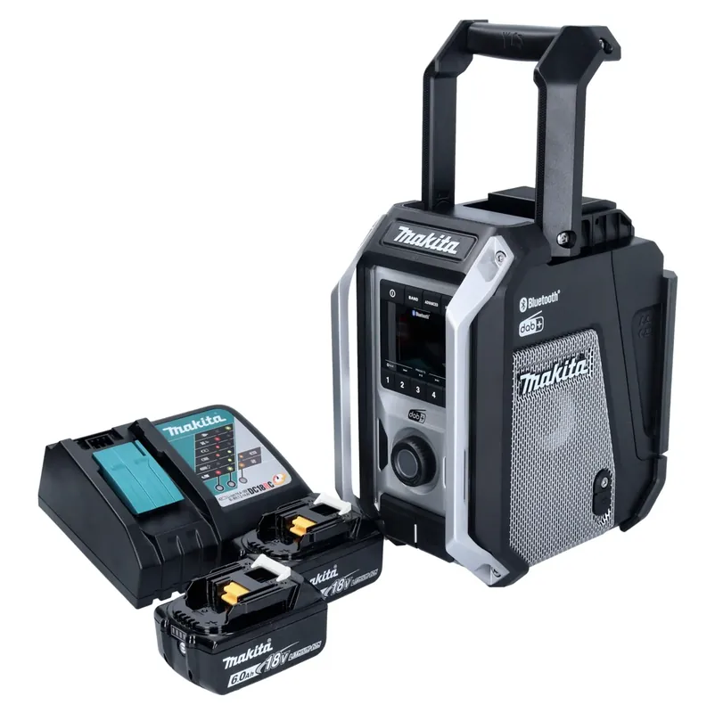 Makita DMR 115 RGB Akku Baustellenradio 12 V - 18 V Bluetooth DAB+ IP65 Schwarz + 2x Akku 6,0 Ah + Ladegerät Super-Preis