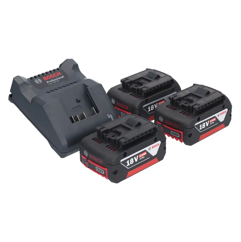 Bosch GAL 18V-20 Akku Ladegerät 10,8 - 18 V 2 A ( 2607226281 ) + 3x GBA 18 V 5,0 Ah Akku ( 3x 2607337069 ) Solange Der Vorrat Reicht