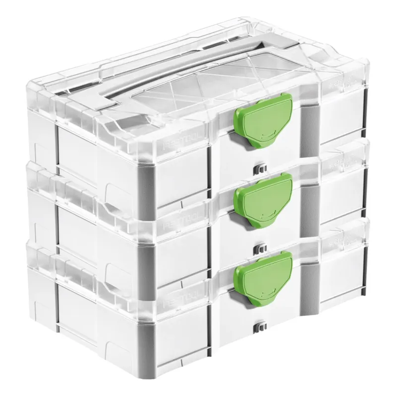 Festool T-LOC SYS MINI 1 TL TRA MINI Systainer 3 Stk. ( 3x 203813 ) Kleinteile Koffer transparenter Deckel koppelbar mit SYS-MINI 1 und 3 TL Markenware