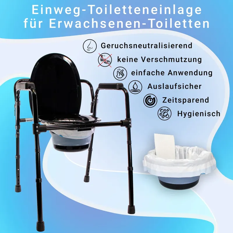 Highlight 80 Toiletteneinlagen mit Superabsorbierenden Unterlagen, 4 Rollen, 20 Stück pro Rolle, Einlage 59 x 38 cm, mit Kordelzug, in weiß, blau 2er Set