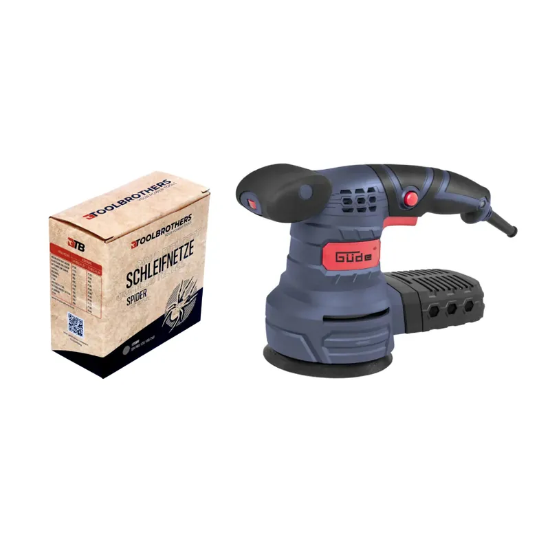 Güde EXS 125 E Exzenterschleifer 380 Watt 125 mm ( 58130 ) + 1x Toolbrothers SPIDER Netzschleifmittel Set Solange Der Vorrat Reicht