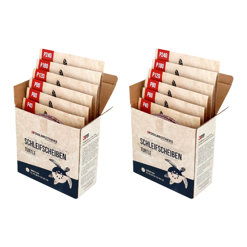 Sonderaktion Toolbrothers TURTLE Schleifset 2 Packungen 120x Schleifscheiben 150 mm Klett 6 Loch je 20x P40 / P60 / P80 / P120 / P180 / 240 für Hartholz, Weichholz, Lack, Stein, Stahl, Aluminium, Furnier
