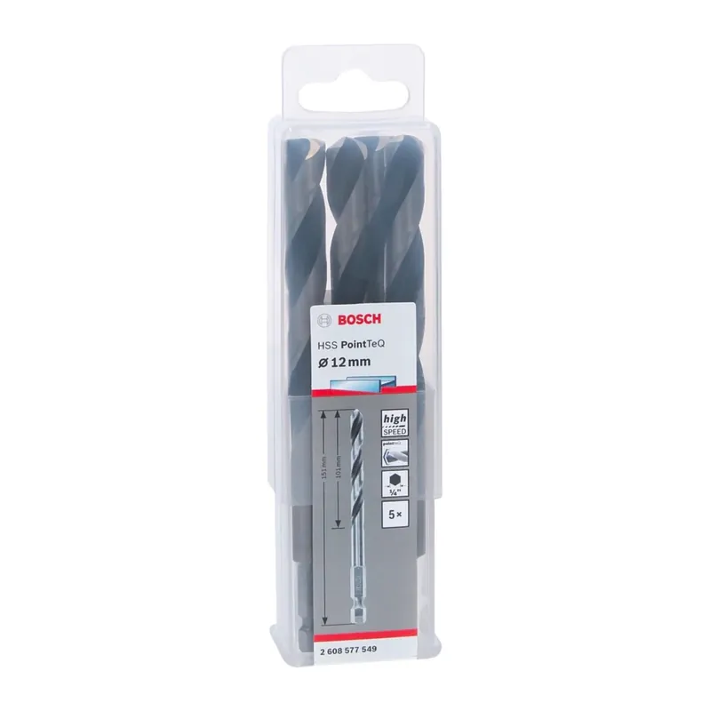 Bosch PointTeQ HSS Spiralbohrer Hex 12 x 101 x 151 mm 5 Stk. ( 2608577549 ) für Metall Echt
