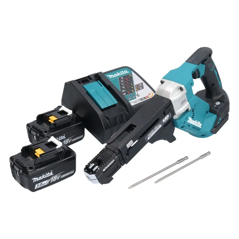 Günstig Makita DFR 551 RF Akku Magazinschrauber 18 V 25 - 55 mm Brushless + 2x Akku 3,0 Ah + Ladegerät
