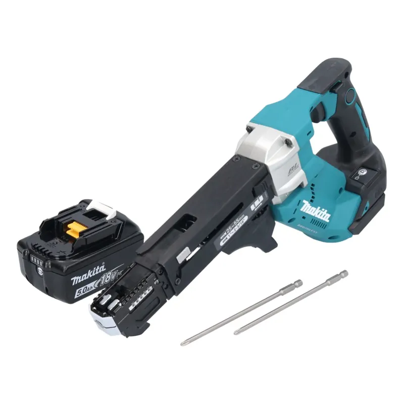 Preisknaller Makita DFR 551 T1 Akku Magazinschrauber 18 V 25 - 55 mm Brushless + 1x Akku 5,0 Ah - ohne Ladegerät