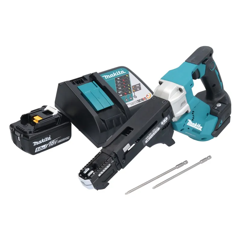 Makita DFR 551 RT1 Akku Magazinschrauber 18 V 25 - 55 mm Brushless + 1x Akku 5,0 Ah + Ladegerät Heißes Angebot