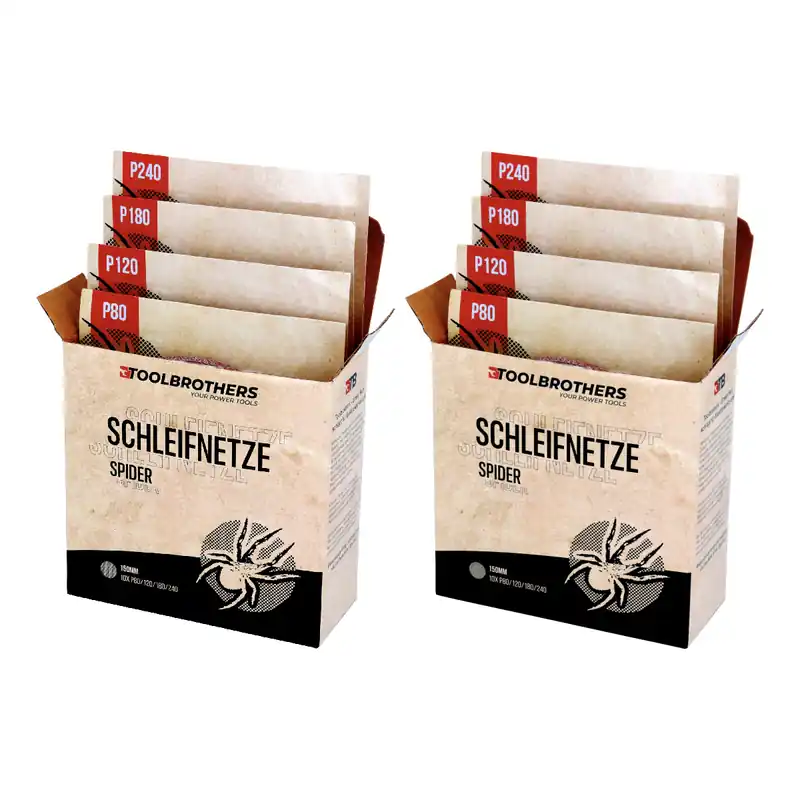 Solange Der Vorrat Reicht Toolbrothers SPIDER Schleifset Netz 150 mm 2 Packungen 80x Schleifnetze Klett je 20x P80 / P120 / P180 / P240 für Hartholz, Weichholz, Lack, Stein, Stahl, Aluminium, Furnier