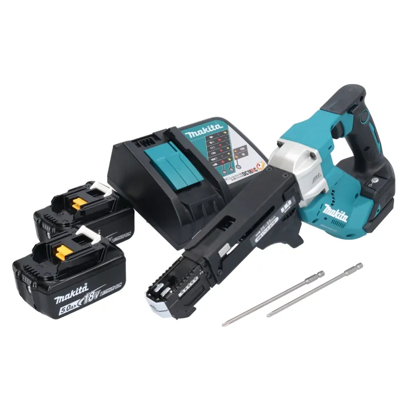 Makita DFR 551 RT Akku Magazinschrauber 18 V 25 - 55 mm Brushless + 2x Akku 5,0 Ah + Ladegerät Billig
