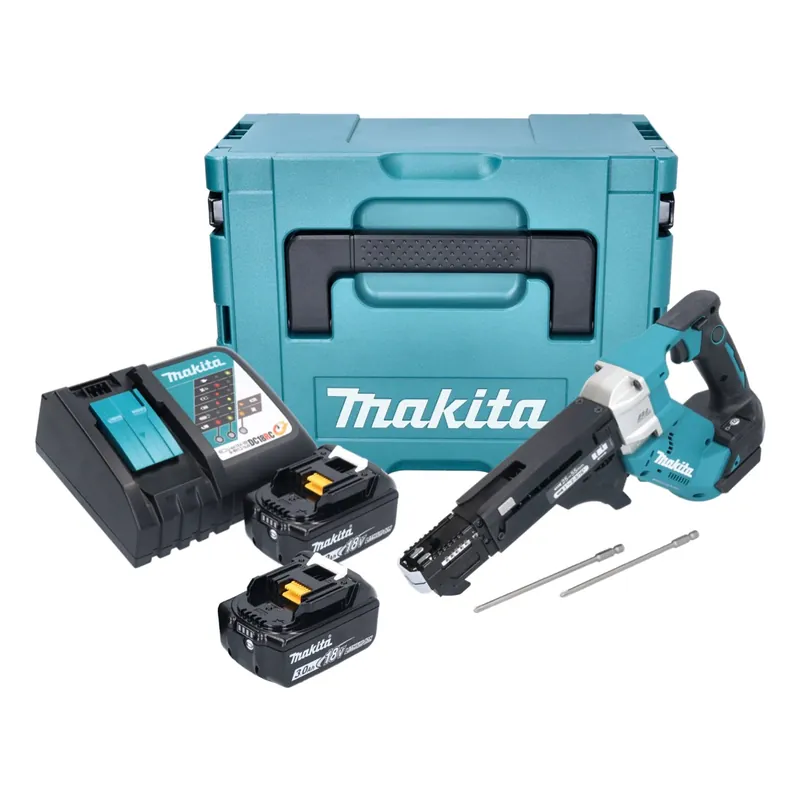 Rabatt Makita DFR 551 RFJ Akku Magazinschrauber 18 V 25 - 55 mm Brushless + 2x Akku 3,0 Ah + Ladegerät + Makpac