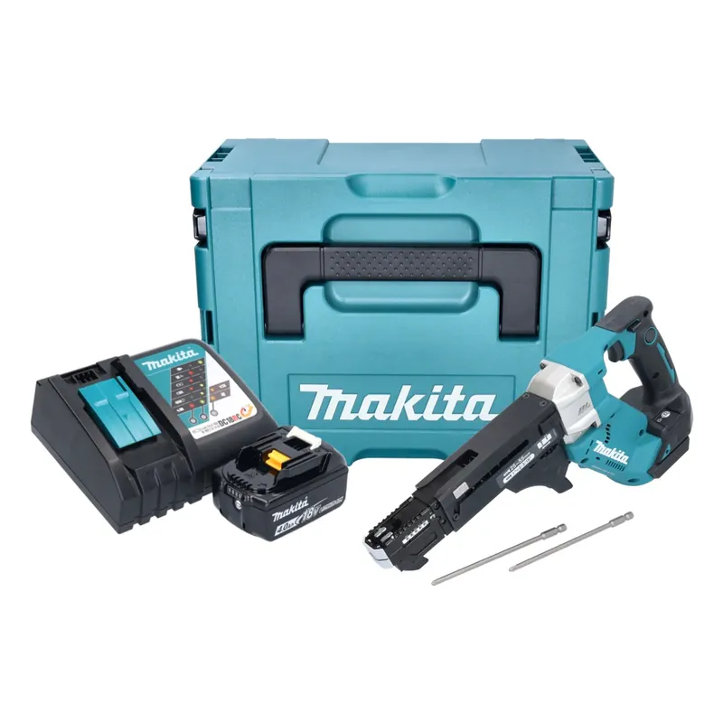 Abverkauf Makita DFR 551 RM1J Akku Magazinschrauber 18 V 25 - 55 mm Brushless + 1x Akku 4,0 Ah + Ladegerät + Makpac