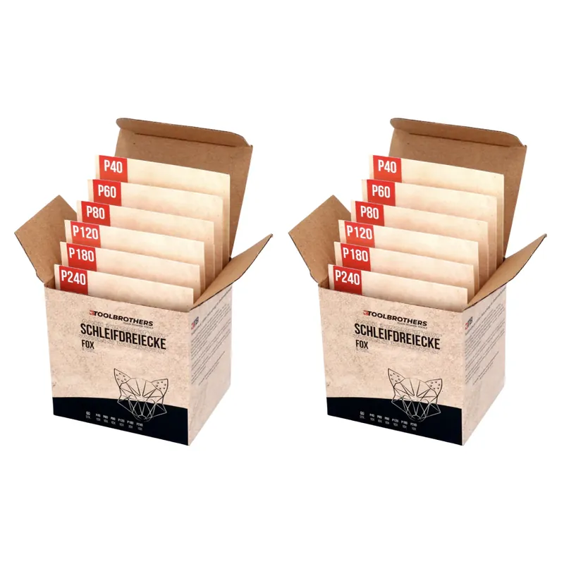Mega-Angebot Toolbrothers FOX Schleifset Delta Schleifdreiecke 2 Packungen 93 x 93 x 93 mm Klett 6 Loch je 20x P40 / P60 / P80 / P120 / P180 / 240 für Hartholz, Weichholz, Lack, Stein, Stahl, Aluminium, Furnier