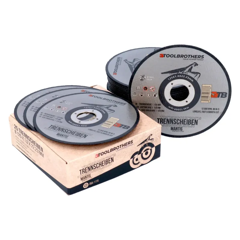 Toolbrothers MANTIS Trennscheiben- Set in Profi Qualität 2 Packungen 50 Stück, 125 x 22,23 x 1 mm zur Bearbeitung von Metall, Stahl, Edelstahl / INOX für Winkelschleifer Direktkauf